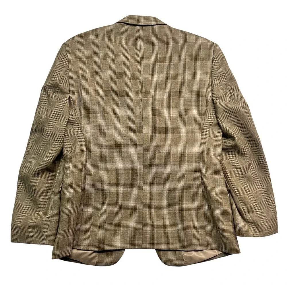 Tommy Hilfiger 40S Tan Glen Plaid Wool Blazer Jacket Sport Suit Coat Lightweight